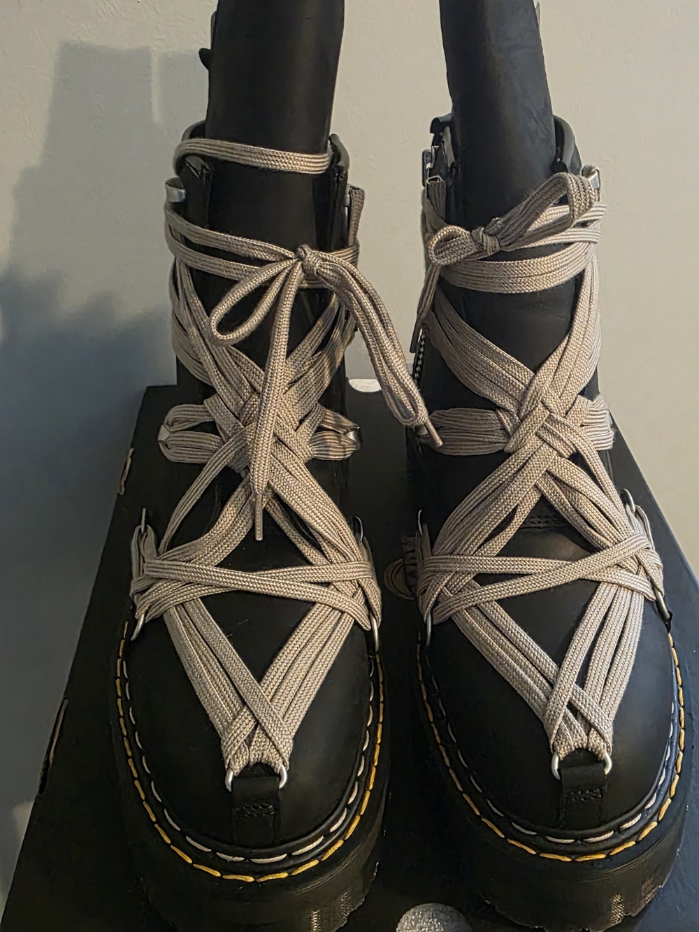 RICK OWENS+DR MARTENS 1460 MEGALACE QUAD RO